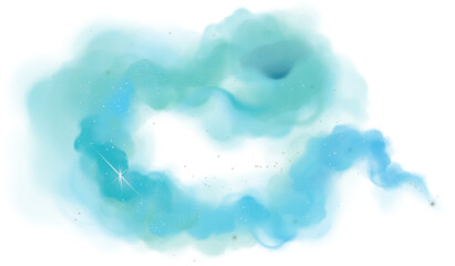 turquoise smoke clouds