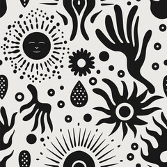Seamless Botanical Black Pattern vector