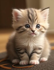 Cute kitten, many people's pet cat, funny animal.	