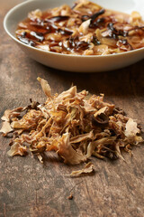 pile of sun dried raw papaya slices or chunks, cut into pieces and dried using sunlight, naturally...