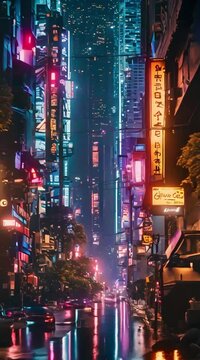 cyberpunk  night city dystopian cyberpunk city blade runner futuristic cars rainy koi fish 