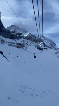 Bird's eye view from the cable car on the top of Jungfrau mountain.