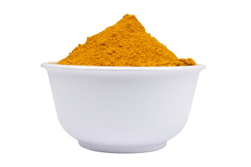 a bowl of turmeric powder isolated transparent