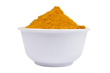 a bowl of turmeric powder isolated transparent