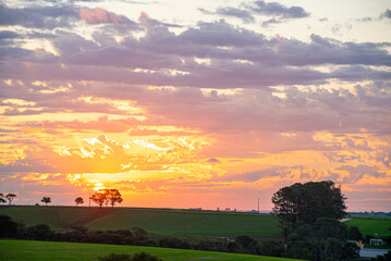 Landscapes of the pampas at dusk in southern Brazil