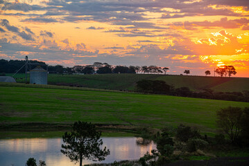 Landscapes of the pampas at dusk in southern Brazil