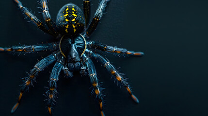 closeup of spider on the dark background