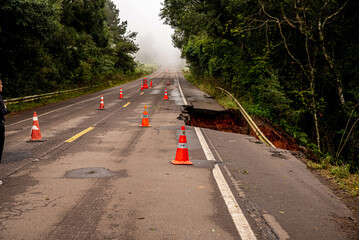 Road closure and signposts.