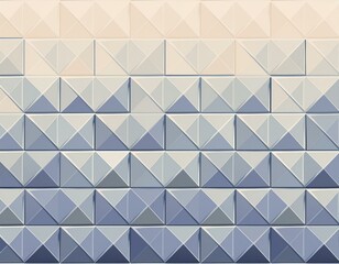 Blue Patina, 3D Wall background with tiles. Glazed, tile Wallpaper with Triangular, Polished blocks. 3D Render