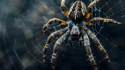 closeup of spider on the dark background