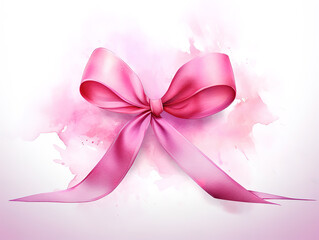Pink gift bow on white background