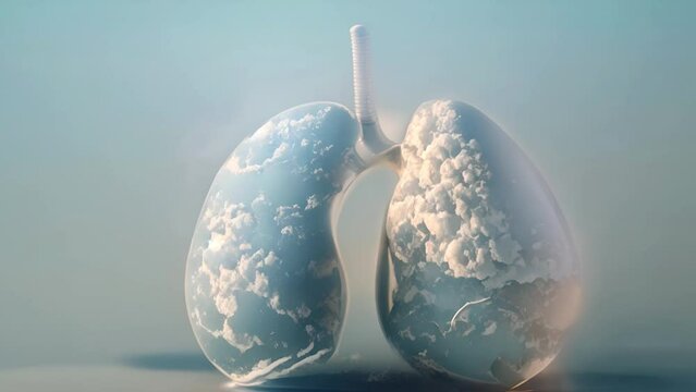 Human lungs with smoke, lung cancer, no tobacco day concept