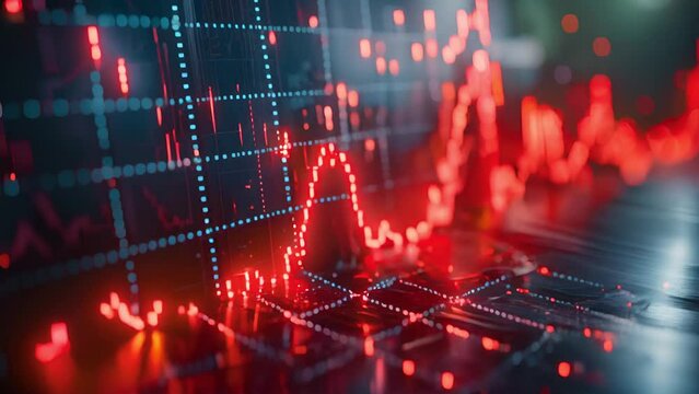 Graph depicted in red, illustrating financial crisis and inflation trends, serving as a visual aid for economic analysis and educational materials on monetary instability.