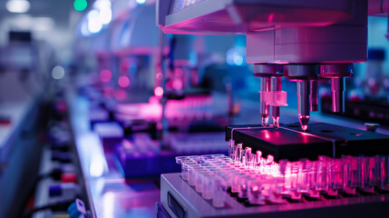 Modern, automated laboratory equipment conducting scientific research in a well-equipped facility.