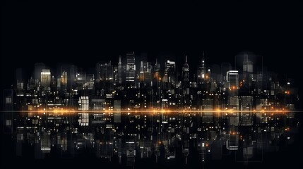 Fototapeta premium Smart city concept. Telecomunication, internet, mobile, cloud computing background. Digital city background. Online city concept. Cyber town on black background Generative AI