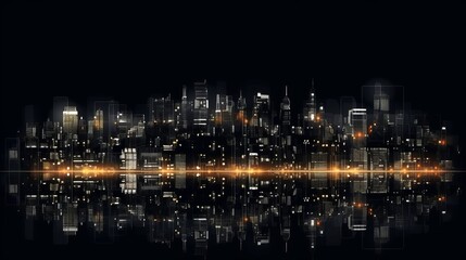 Smart city concept. Telecomunication, internet, mobile, cloud computing background. Digital city background. Online city concept. Cyber town on black background Generative AI