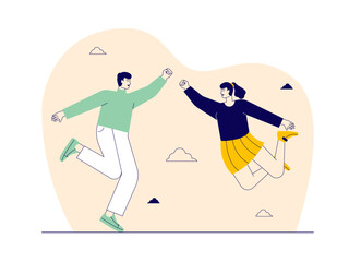 Romantic couple enjoying with each other. Happiness vector illustration