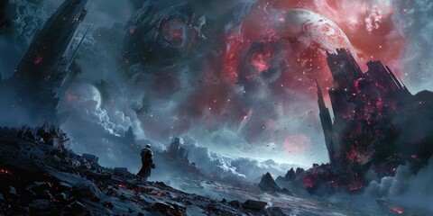 Naklejka premium The Great Cosmic War