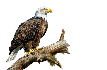 Obraz premium Image of an eagle on a branch on a white background. Birds. Animals. Illustration, Generative AI.