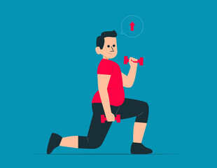 Lifestyle and workout concept. Dumbbell exercise vector concept