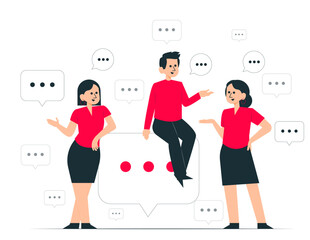 Group of people talking and spends time together. Women and men talking concept illustration