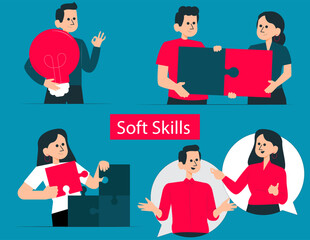 Soft skills set. Isolated flat vector illustration concept