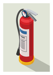 Fire extinguisher. Simple flat illustration in isometric view.