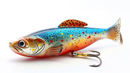 Blue fishing bait isolate on white background. AI Generative.