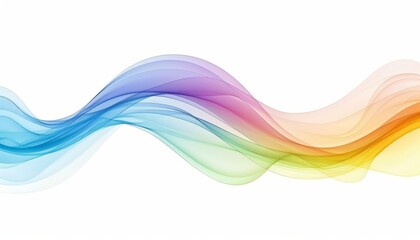 A minimalist interpretation of a rainbow wave, using only a few bold colors on a white background Leave ample space for text in a contrasting color