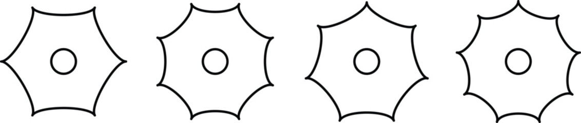 Abstract line star rotating explosion vortex vector illustration. Sharp line sun rise icon, silhouette of sun shine, rotating star, explosion vortex, star linear spiral movement vector illustration.	