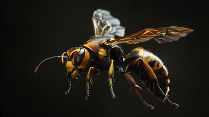 Fototapeta premium closeup view of hornet on the dark background