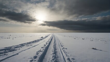 Amidst a vast expanse of white, a solitary road beckons with an invitation to journey into the unknown ai_generated