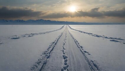 Amidst a vast expanse of white, a solitary road beckons with an invitation to journey into the unknown ai_generated