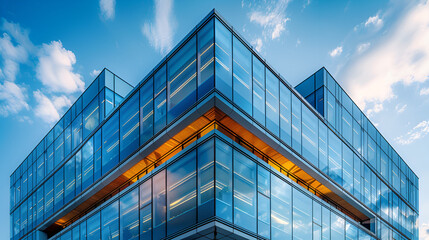 modern office building with sky,
Glass windows on modern building 