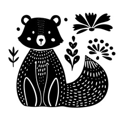 Black and White Forest Animals