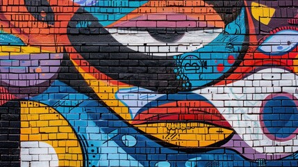 Fototapeta premium Abstract Street Art Patterns on Brick Wall Background