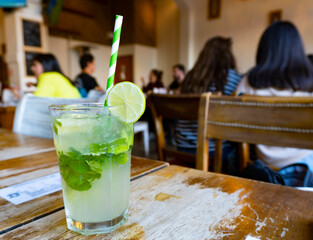 Mojito Glass in a restaurant during lunch