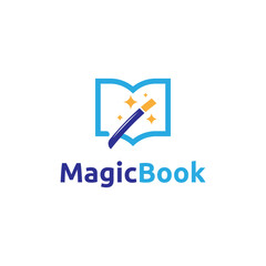Creative magic book logo vector design, colorful book logo design template