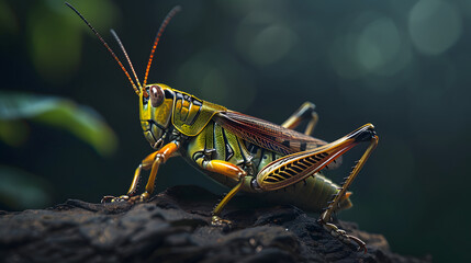 Fototapeta premium closeup view of locust on the blurred background