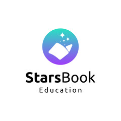 Vector stars book, reading logo design concept, creative education logo design template