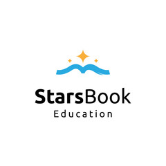 Vector stars book, reading logo design concept, creative education logo design template