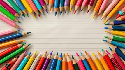 Obraz premium A Collection of Colorful Pencils Surrounding a White Paper