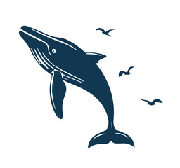 Elegant Whale Vector Illustration blue