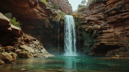 Stunning Waterfall Cascading into Emerald Pool