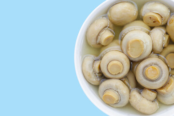 Champignon mushrooms in brine. Canned champignon mushrooms whole