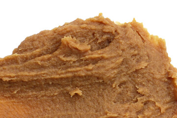Japanese miso paste on white background.