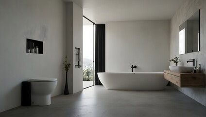  In a minimalist apartment, a solitary bathroom stands against a backdrop of solid white, its simplicity belying hidd ai_generated