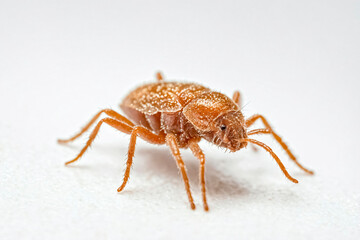Fototapeta premium Detailed Close-Up: The Brown Tick on a White Surface