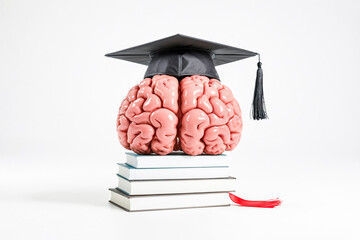 Educated Mind: A Brain with a Graduation Cap on Books