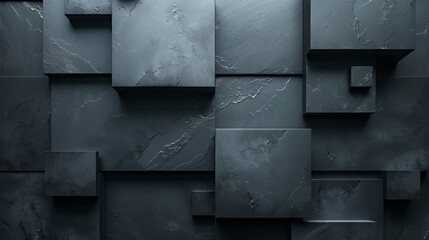 3D rendering of a futuristic concrete wall with extruded cubes.